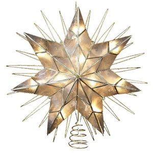 Kurt Adler 14" 7-Point Natural Capiz Star Lighted Treetop